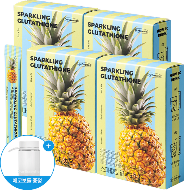 아워에센셜 마시는 탄산 스파클링 글루타치온, 84g, 4개