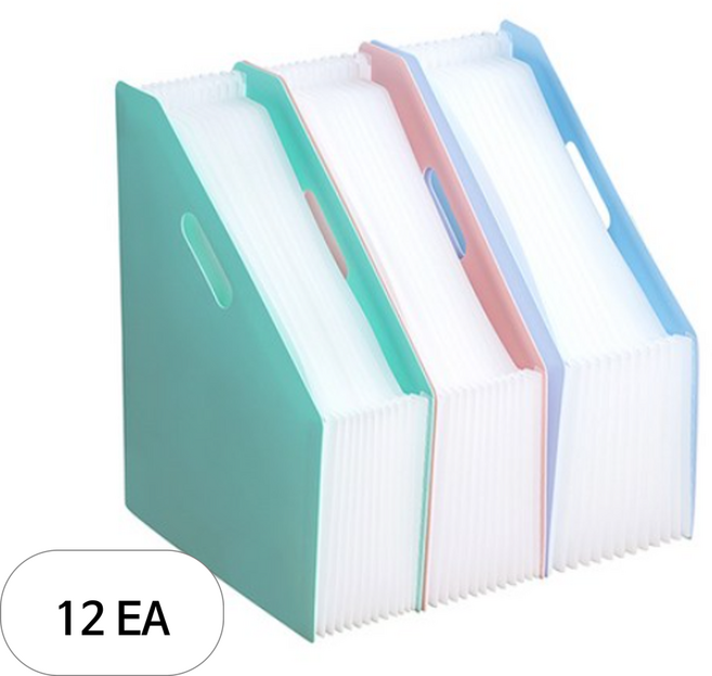 델리 마카롱 파스텔 폴딩 아코디언 파일홀더 스탠드타입 3종 세트, 랜덤발송, 12세트