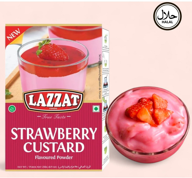 Lazzat Strawberry Custard Powder 250g 라자트 딸기 커스터드 파우더 250g, 1개