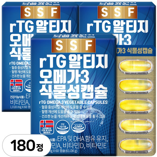 순수식품 rTG 알티지 오메가3 1000mg, 60정, 3개