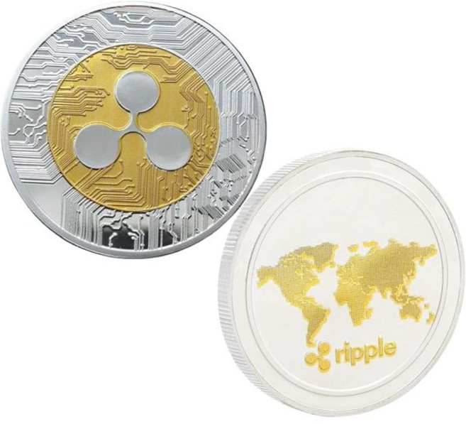 금도금 리플 XRP 코인 – 실물 암호화폐 기념 수집품 애호가를 위한 취미 선물 실버1PCS, Ripple Silver