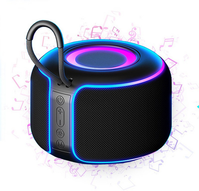 가족 캠핑TWS레인보우 LED 블루투스 스피커, 블랙C5