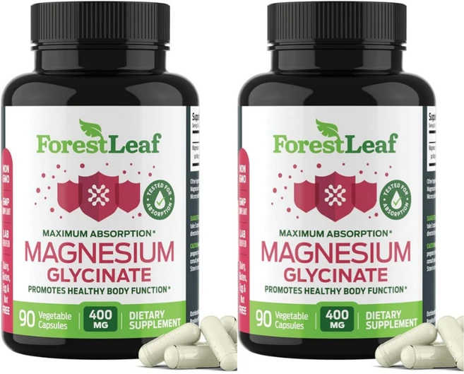 글리신산 마그네슘 400mg 포레스트리프 베지캡슐 90정 2통, 2개 - 쿠팡