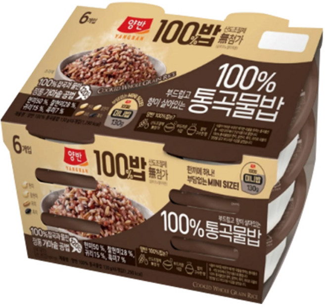 [동원] 양반100밥 100% 통곡물밥, 6개, 130g