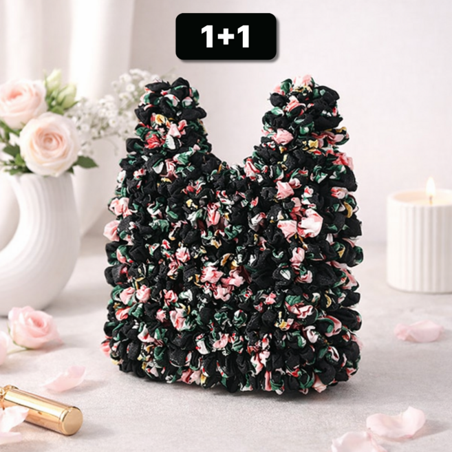 라피레인 요술장바구니 휴대용시장바구니 주름장바구니 미니장바구니, 2개, 블랙로즈