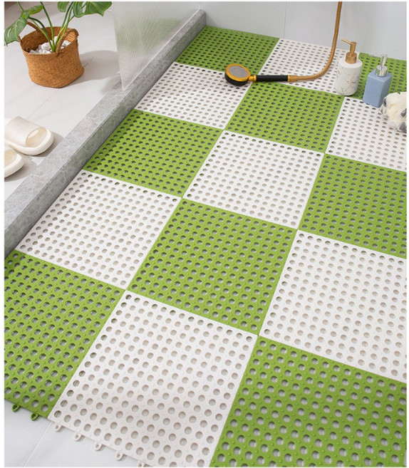 마벨인홈 화장실 발코니 안전 미끄럼방지 패드 욕실 매트 12p, 그린 + 화이트, 12개