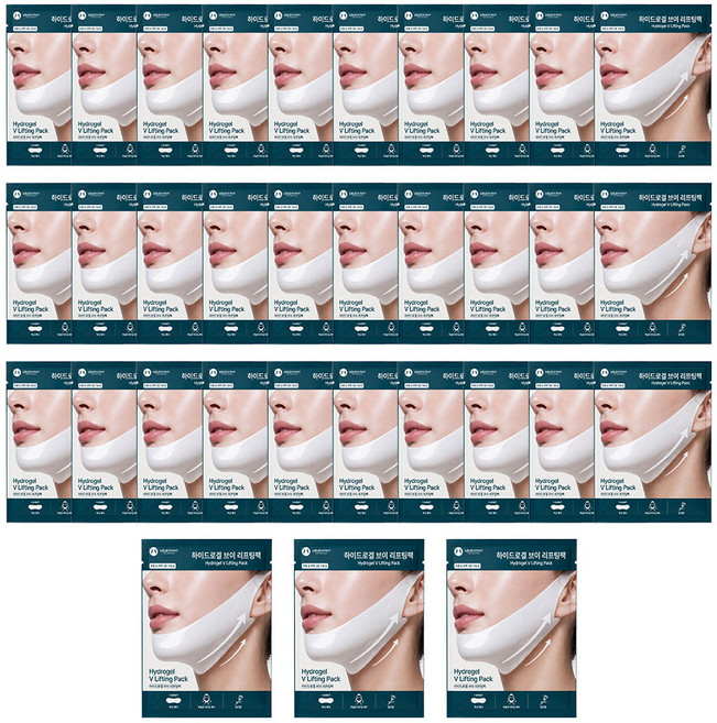 로로스키니 하이드로겔 턱 v 브이라인 리프팅 라인 팩1매 마스크 패치 1일1팩 팔자주름 넥 기타패치, 33개