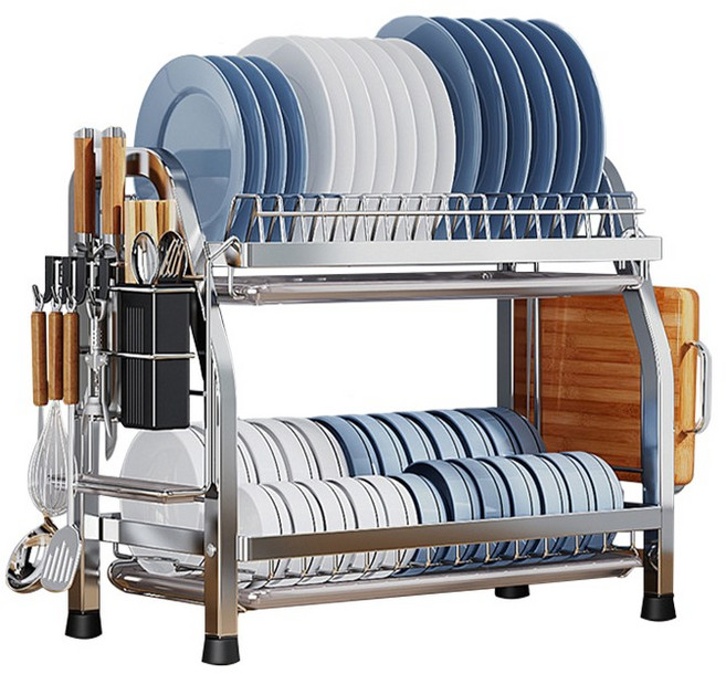 棒棒家居 不銹鋼碗盤瀝水架, 1個, 56CM/雙層 (一張訂單限購1個)