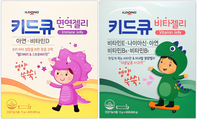 일동제약 키드큐 면역젤리 40포 + 비타젤리 40포 어린이 종합영양제, 600g, 1개