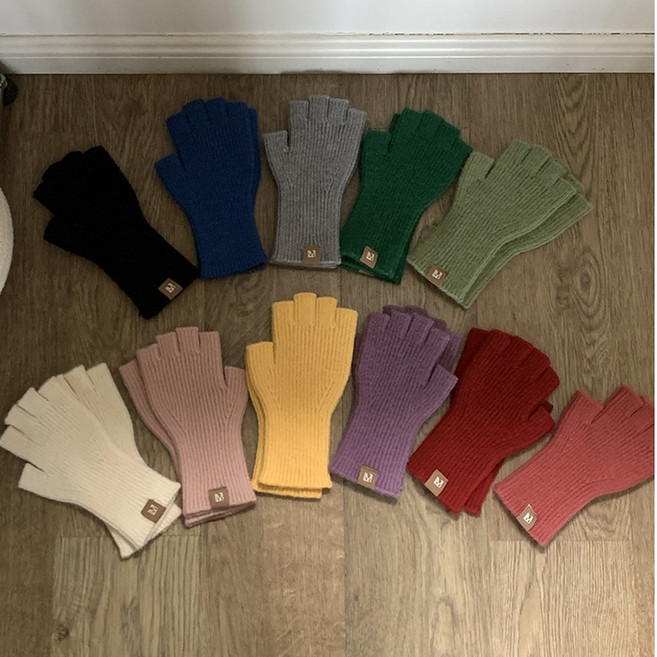 니트 손가락 반장갑 겨울 벙어리 털장갑