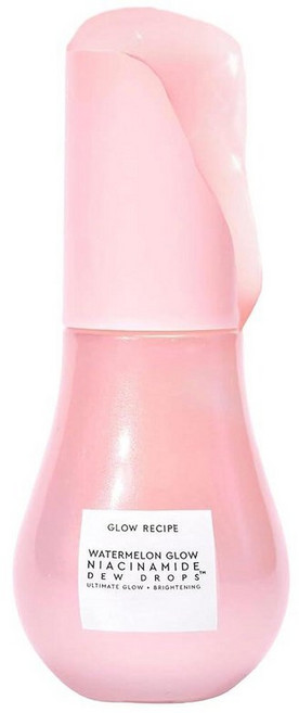 Glow Recipe 워터멜론 나이아신아미드 듀 드롭 여행용 사이즈 - 브라이트닝 플럼핑 하이드레이팅 페이스 세럼 메이크업 프라이머 + 히알루론산 함유 리퀴드 하이라이터, 여행, 0.5액량 온스 (1팩), 15ml