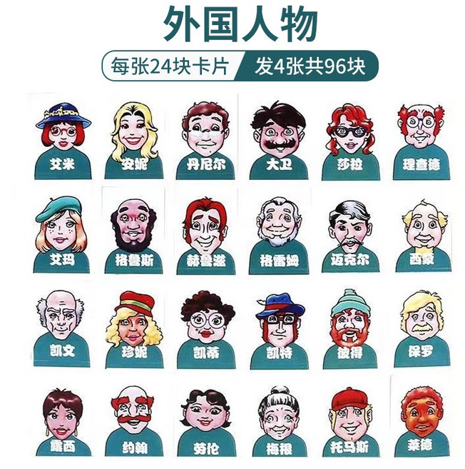 小宇宙精選 猜猜我是誰桌遊 邏輯推理遊戲 親子互動桌面棋牌玩具, 外國人物, 1個