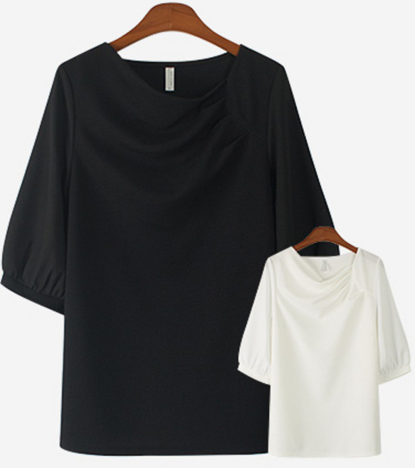 에스티아 1127 샤링 언발 블라우스 빅사이즈