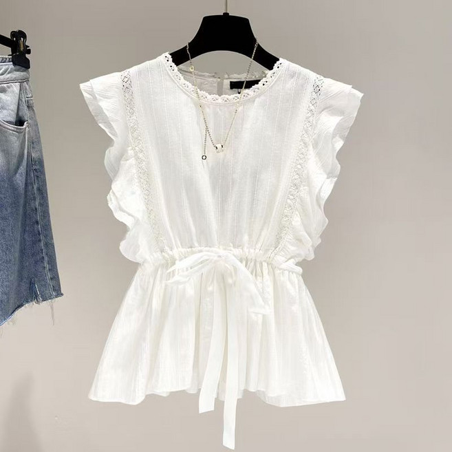 SELEAD 여성반팔티셔츠 여름티셔츠 레이스 반팔블라우스 여름 여자 반팔 레이스티 여성레이스나시