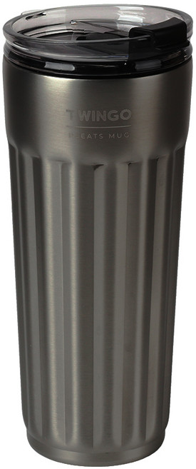 트윙고 플리츠 진공 머그 텀블러, 진공머그, 스틸블랙, 1개
