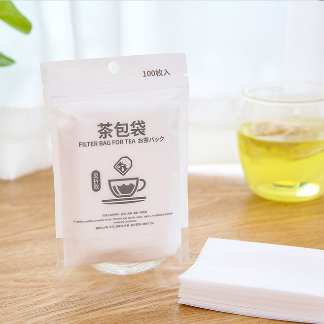 玉米纖維反摺茶包袋 一次性食品級濾茶袋, 1個, 100枚, 白色