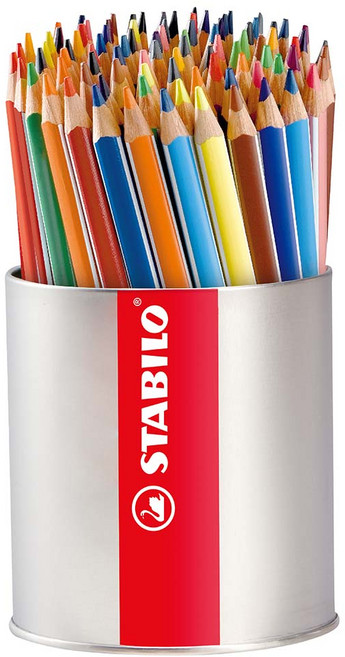 STABILO 德國 思筆樂 Trio 繽紛樂三角筆身油性色鉛筆 18色92支含筆筒 ST203/92-1, 1個, 1組