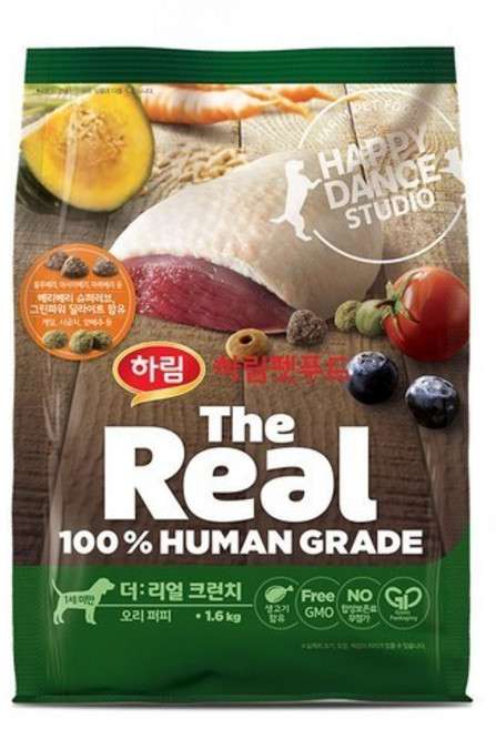 하림펫푸드 퍼피 더리얼 그레인프리 크런치 건식사료, 오리, 1.6kg, 1개