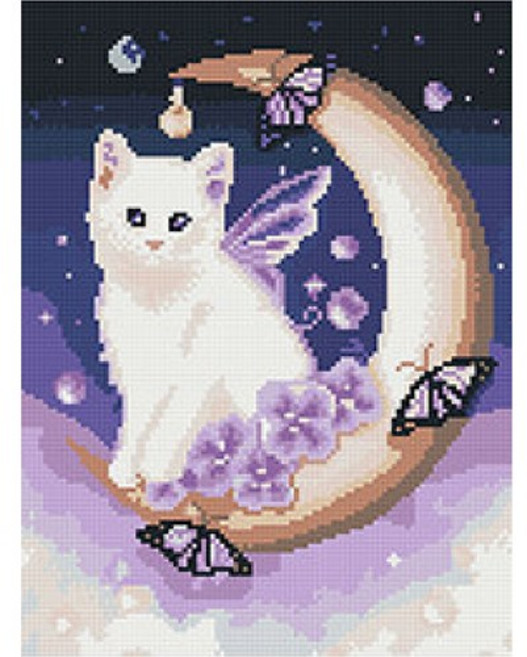 하루클래스 DIY 보석십자수 캔버스형, (30x40) E02. 나비와 고양이