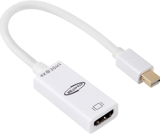 넷메이트 미니DP to HDMI 변환 컨버터 4K 30Hz 디스플레이포트 모니터 케이블, 244mm, 1개