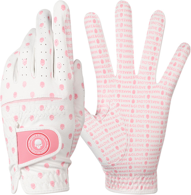 메이크앤글러브 도트포인트 양손 골프장갑 남성 여성 파크골프 실리콘, 핑크, 1개