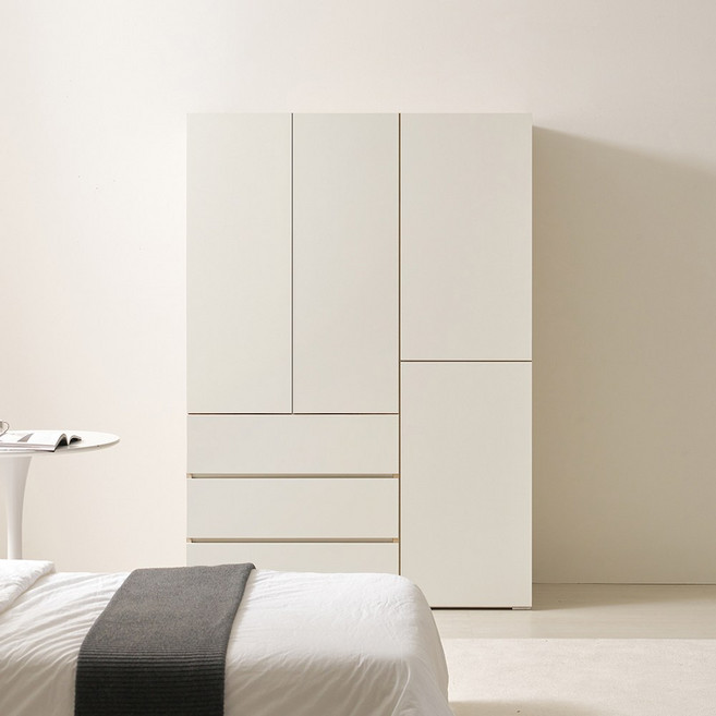 [케이컴퍼니본사] LPM 이음 푸시1300장롱세트CDW(3서랍옷장+500투도어옷장), 화이트
