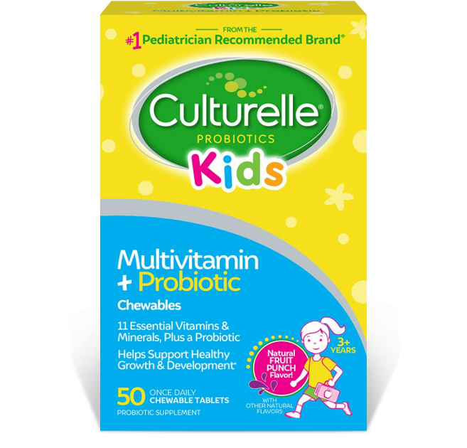 Culturelle Kids Multivitamin Probiotic Chewable 컬처렐 키즈 프로바이오틱스 멀티비타민 플러스 유산균 츄어블 프루트 펀치 비타민 미네랄, 1개, 50회분