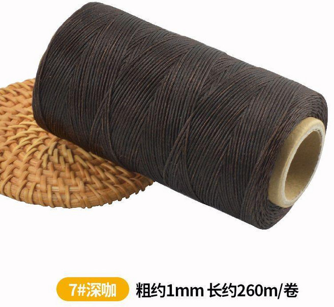 150D 1mm 扁蠟線 皮革手縫線, 9#黑色,送大孔針+小剪刀 各1, 1個
