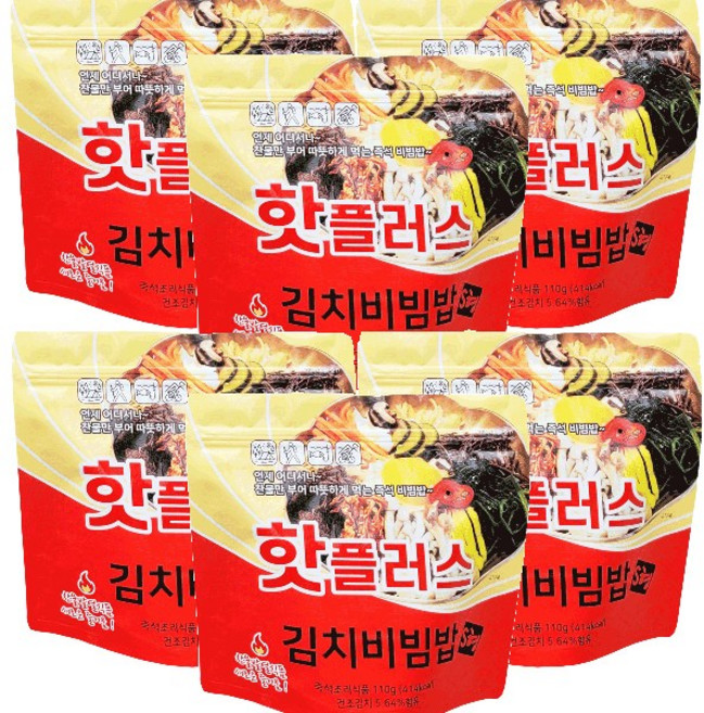 핫플러스 전투식량 발열도시락 김치 비빔밥, 6개, 110g