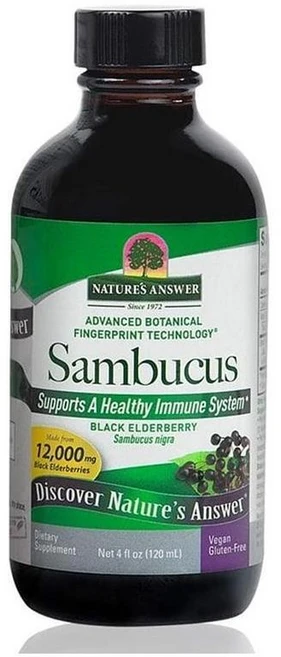 네이쳐스앤서 삼부커스 블랙 엘더베리 12000mg Nature's Answer Elderberry Vegan, 120ml - 쿠팡