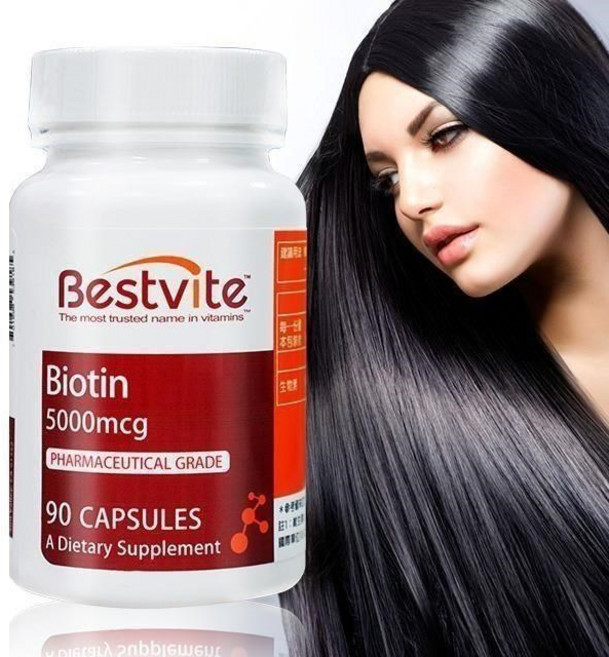 Bestvite 生物素膠囊 5000mcg 促進新陳代謝 維持皮膚頭髮健康, 90顆, 1罐