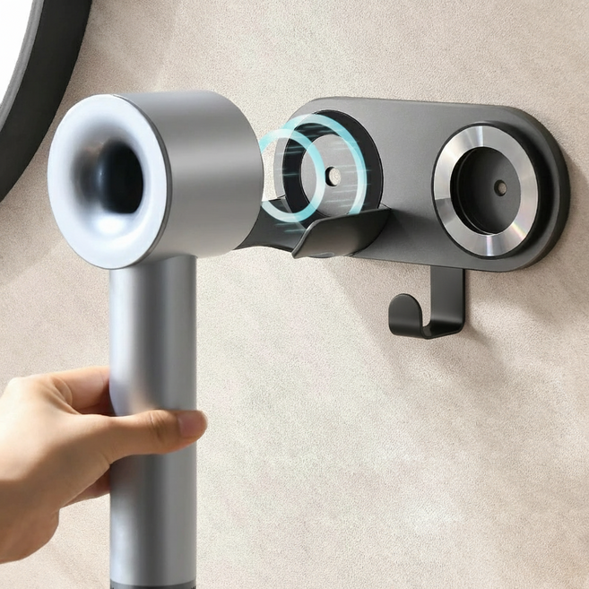 에스위두 마그네틱 자석 흡착형 다이슨 호환 무타공 드라이기 거치대, 1개, 다크그레이 기본형