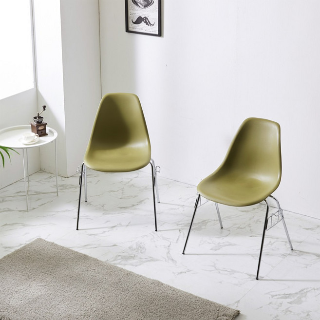 에코베스트 임스 식탁의자2P 식탁의자1+1 카페의자 식당의자 인테리어의자 디자인체어 아일랜드식탁의자, 올리브그린2p, 1개