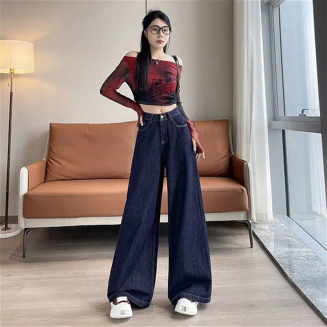 SAHINER 봄가을 세미와이드핏 여자청바지 세미와이드청바지 BNZ28