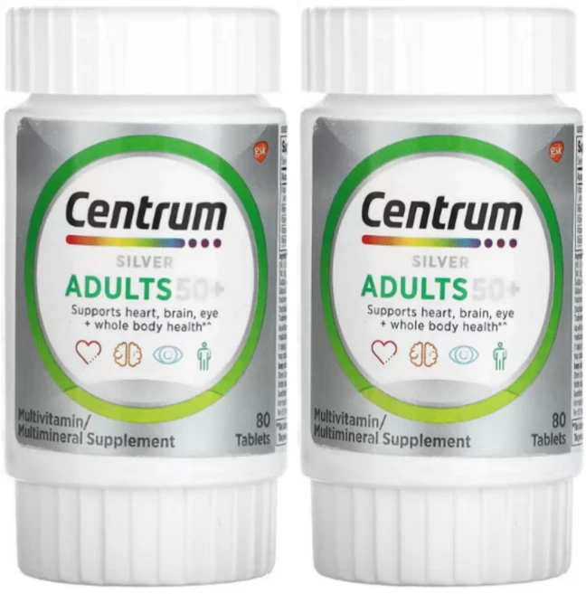 센트룸 실버 성인 50세이상 종합비타민 미네랄 80정, 2개, 80회분 - 쿠팡