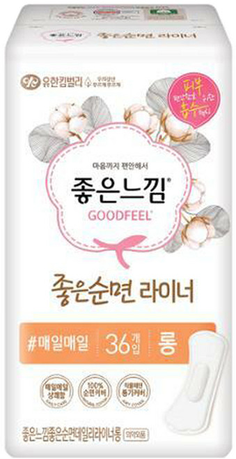 좋은느낌 좋은순면 라이너 롱 36x3, 36개입, 3개
