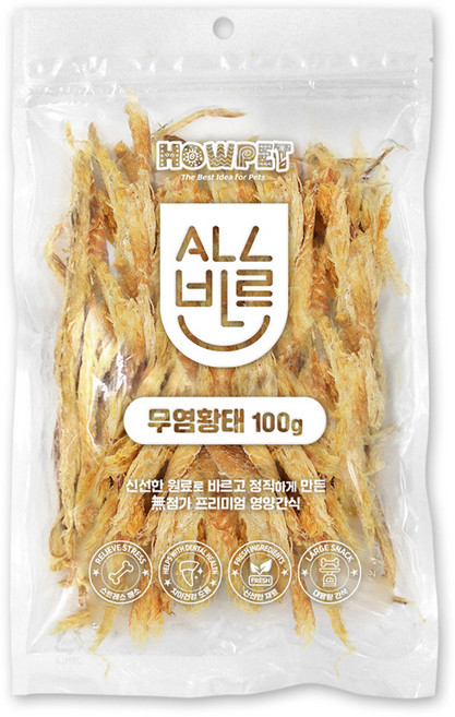 하우펫 올바른 무염황태 국내산 수제 건조간식, 1개, 100g, 황태