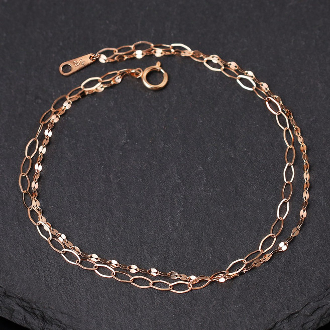 주리에떼 14K 18K 두줄 팔찌 데일리 패션 블루린 기념일 선물 여성 체인 두줄 금 팔찌