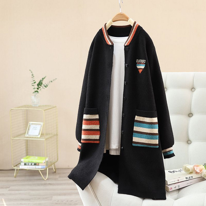 남자 봄 가을 롱 가디건 패션 얇은 니트 코트 루즈핏 스웨터 카디건 캐주얼 데일리 배색 니트 가디건 재킷 LPC