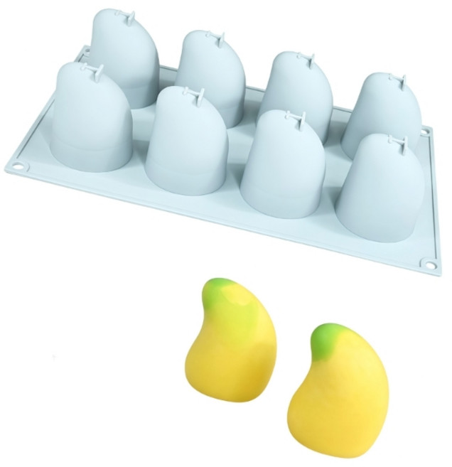 무스 케이크 페이스트리 디저트 초콜릿 만들기에 적합한 창의적인 망고 모양 몰드, 8 consecutive three