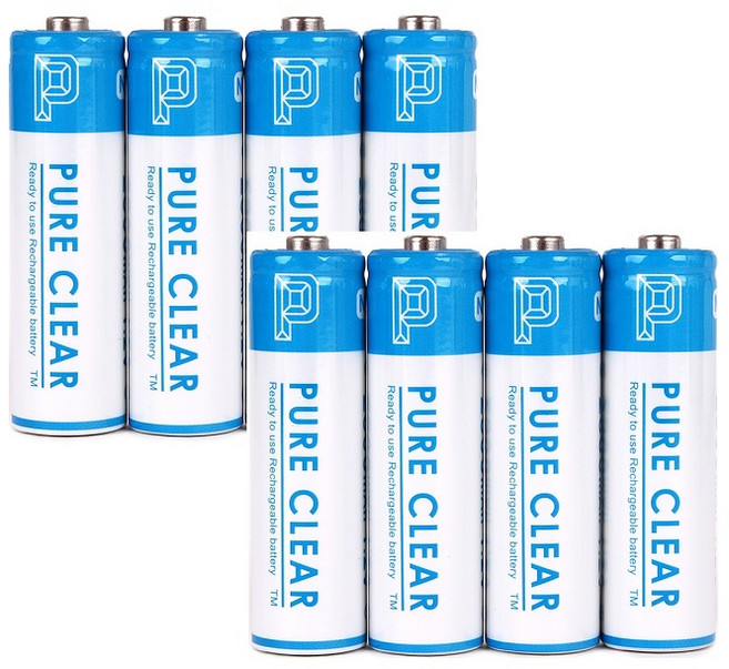 퓨어클리어 AA 2500mAh 8알 케이스포함 충전지 건전지 배터리