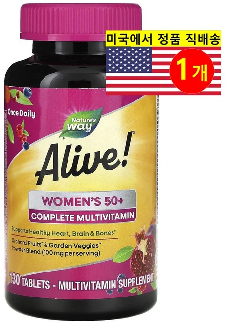 Nature's Way 얼라이브 50세 이상 여성용 멀티비타민 Alive! Womens 50+ Complete Multivitamin, 130정, 1개 - 쿠팡