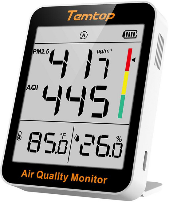 TEMTOP 2팩 품질 가정 공기 휴대용 온도 S1 모니터 실내 AQI PM2.5, 2 Modes/Extended Standby, 1, 1개