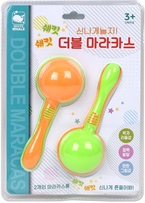 화이트웨일 더블 마라카스 악기놀이, 혼합색상, 1개