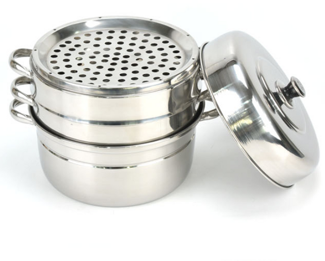 스텐만두 찜기 찜솥 찜통 찜채반 조개 소형 대형 업소용 가정용 영업용, 소소1인(채반2개+물솥+스텐뚜껑), 1개