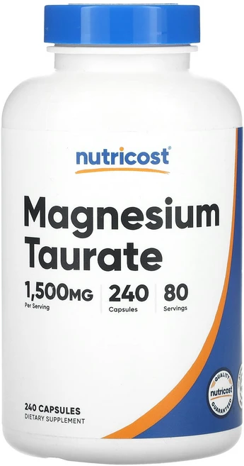 Nutricost 마그네슘타우레이트 1500mg 캡슐 240정(캡슐 1정당 500mg), Nutricost마그네슘타우레이트1500mg캡슐240정, 1개, 240정 - 쿠팡