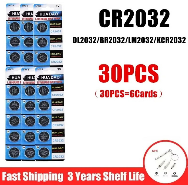 TIANQIU CR2032 배터리 3V 리튬 버튼 셀 코인 시계 리모컨 용 오래 지속, 03 30PCS CR2032