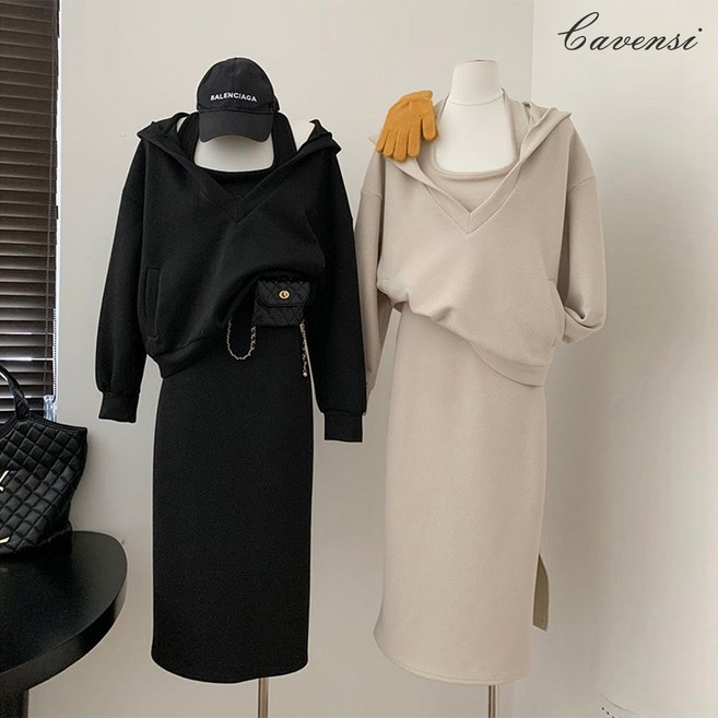 Cavensi 韓系休閒兩件套裝女