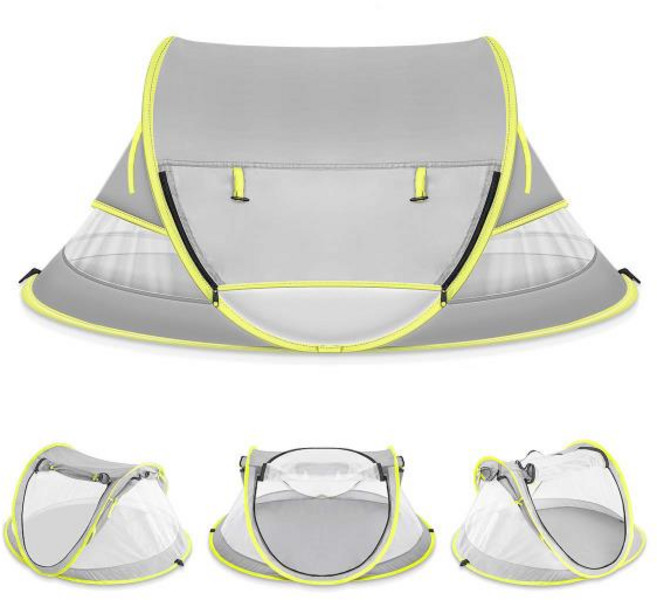휴대용 팝업 베이비 비치 텐트 경량 모기장 넓은 공간 태양 보호소 놀이 UPF 50, 밝은 회색, 01 라이트 그레이, 없음