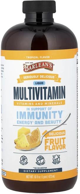 메이커제품입니다 Barlean's Seriously Delicious® 액상 종합비타민 트로피컬 473ml(16fl oz) 좋은효과를 보실수있습니다, 1개, 473ml - 쿠팡